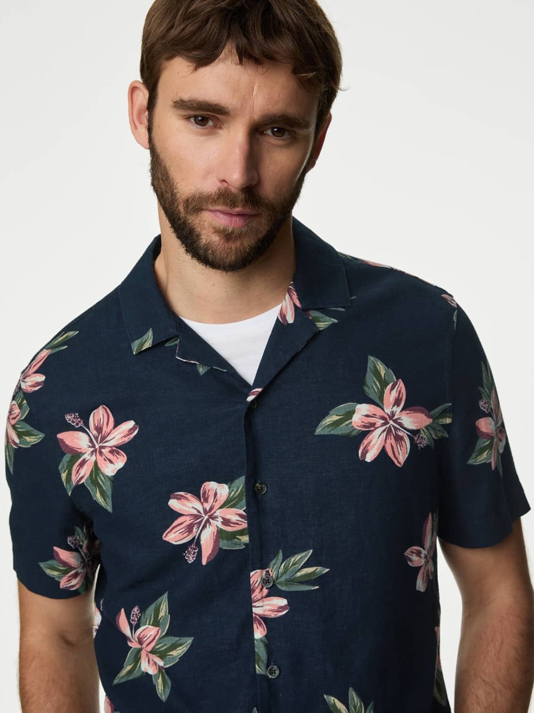 

Marks & Spencer Men Floral Opaque Printed Casual Shirt, Navy blue