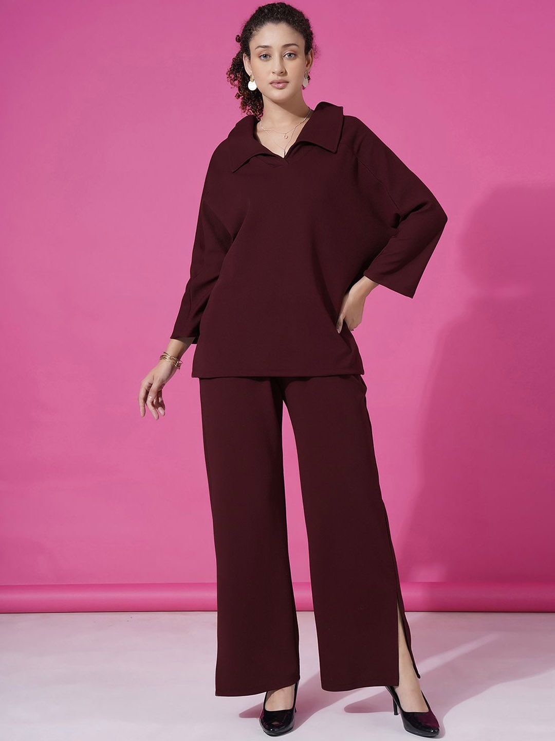 

Selvia Top With Trousers Co-Ords, Maroon