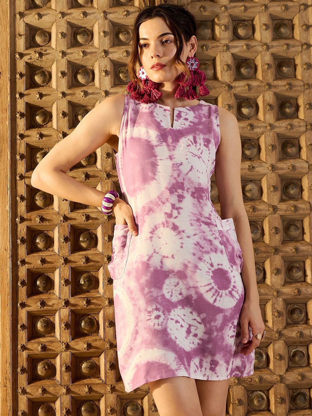 

MABISH by Sonal Jain Tie and Dye Print A-Line Dress, Lavender