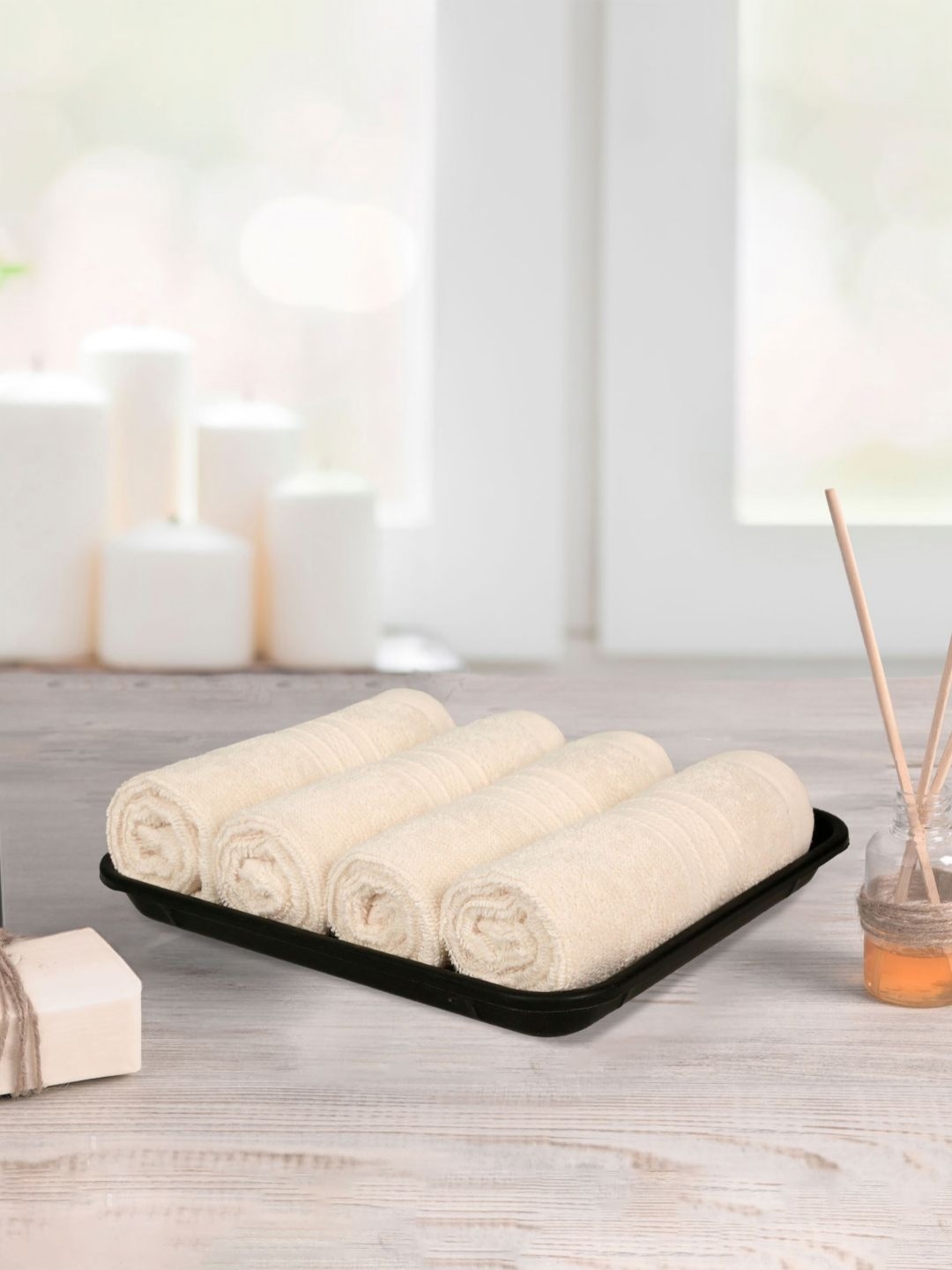 

MYTRIDENT Beige 4 Pieces Cotton Soft Comfort 500 GSM Reversible Face Towel