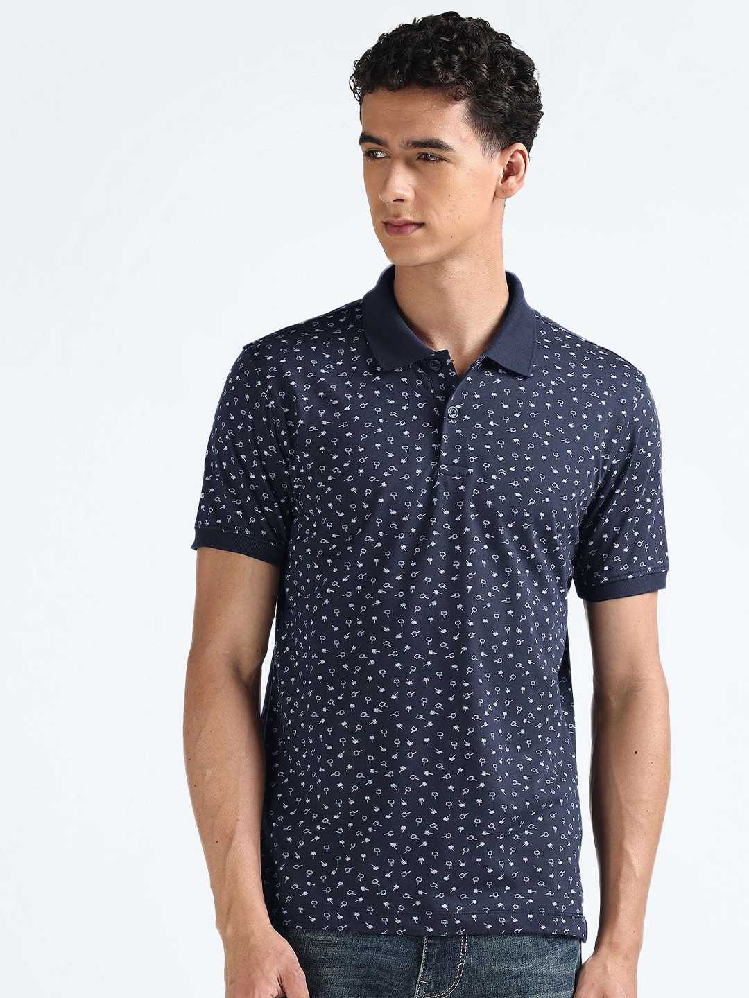 

Flying Machine Men Printed Polo Collar Pockets T-shirt, Blue
