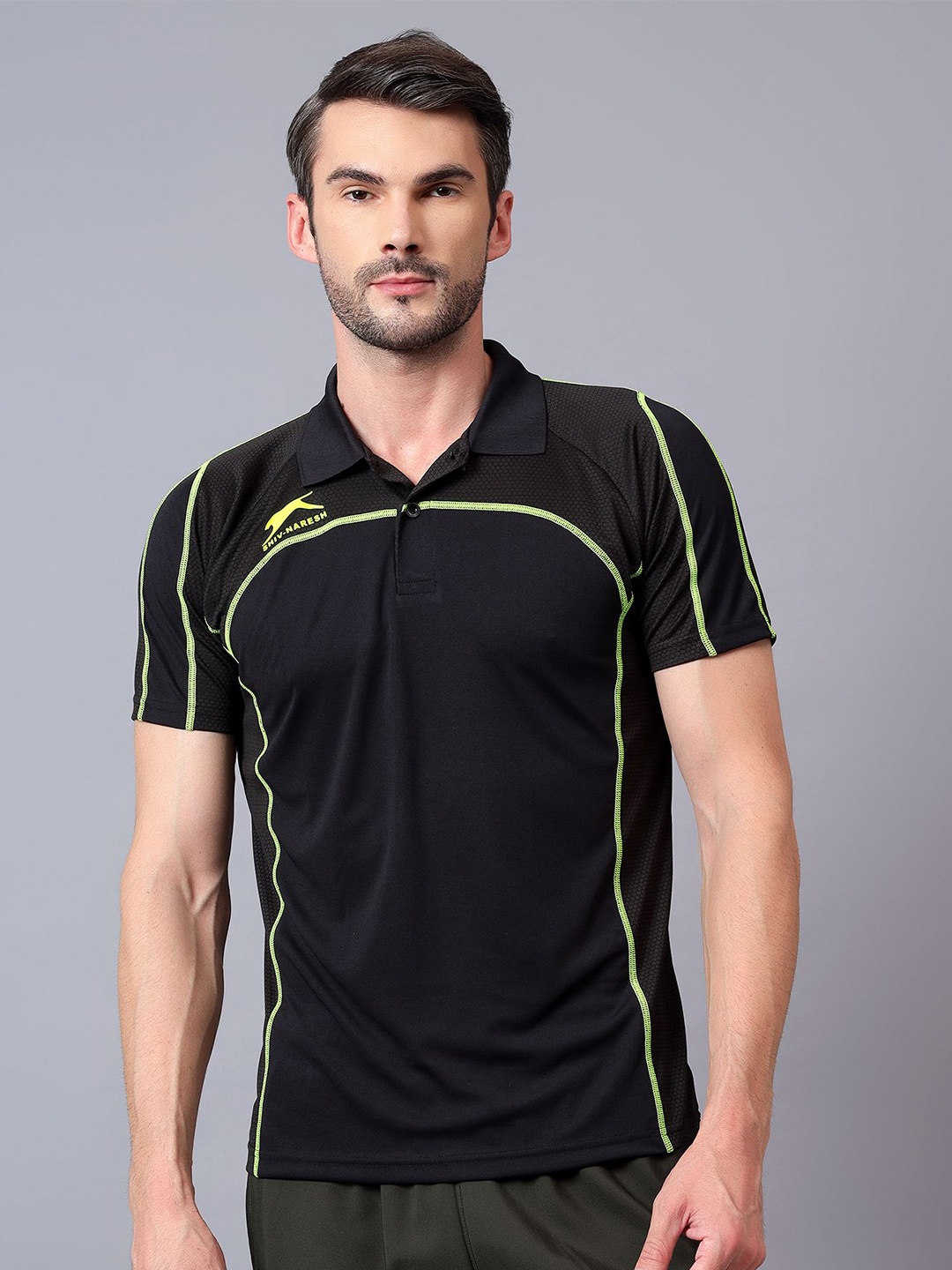 

Shiv Naresh Men Polo Collar T-shirt, Black