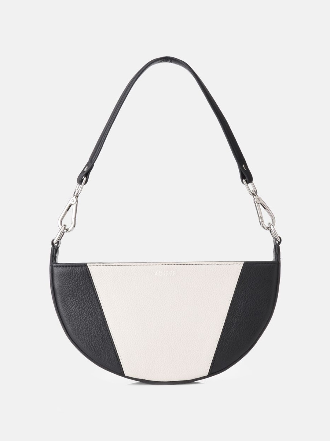 

ADISEE Colourblocked Leather Half Moon Hobo Bag, Black