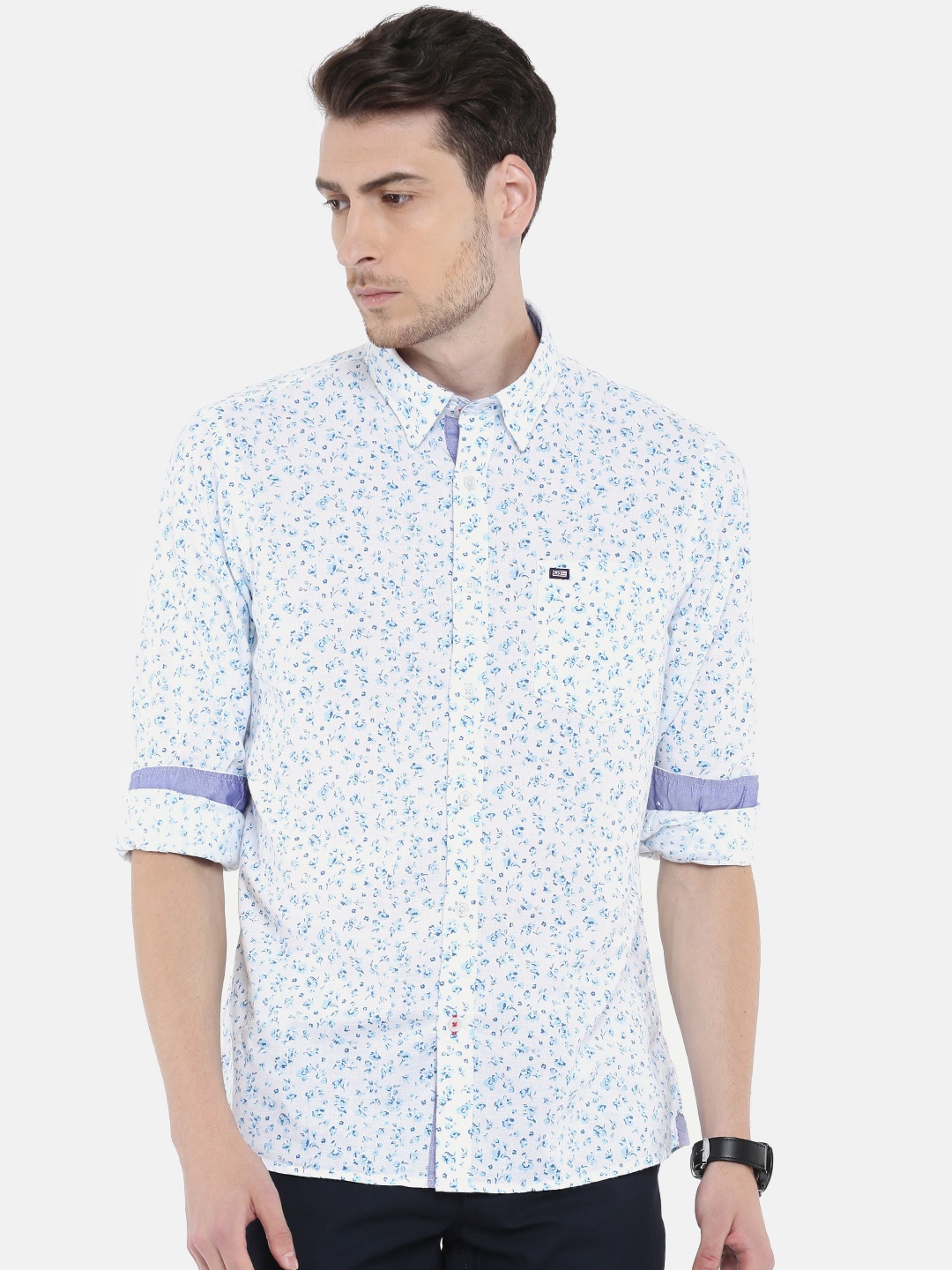 

Arrow Sport Men White & Blue Slim Fit Floral Printed Casual Shirt