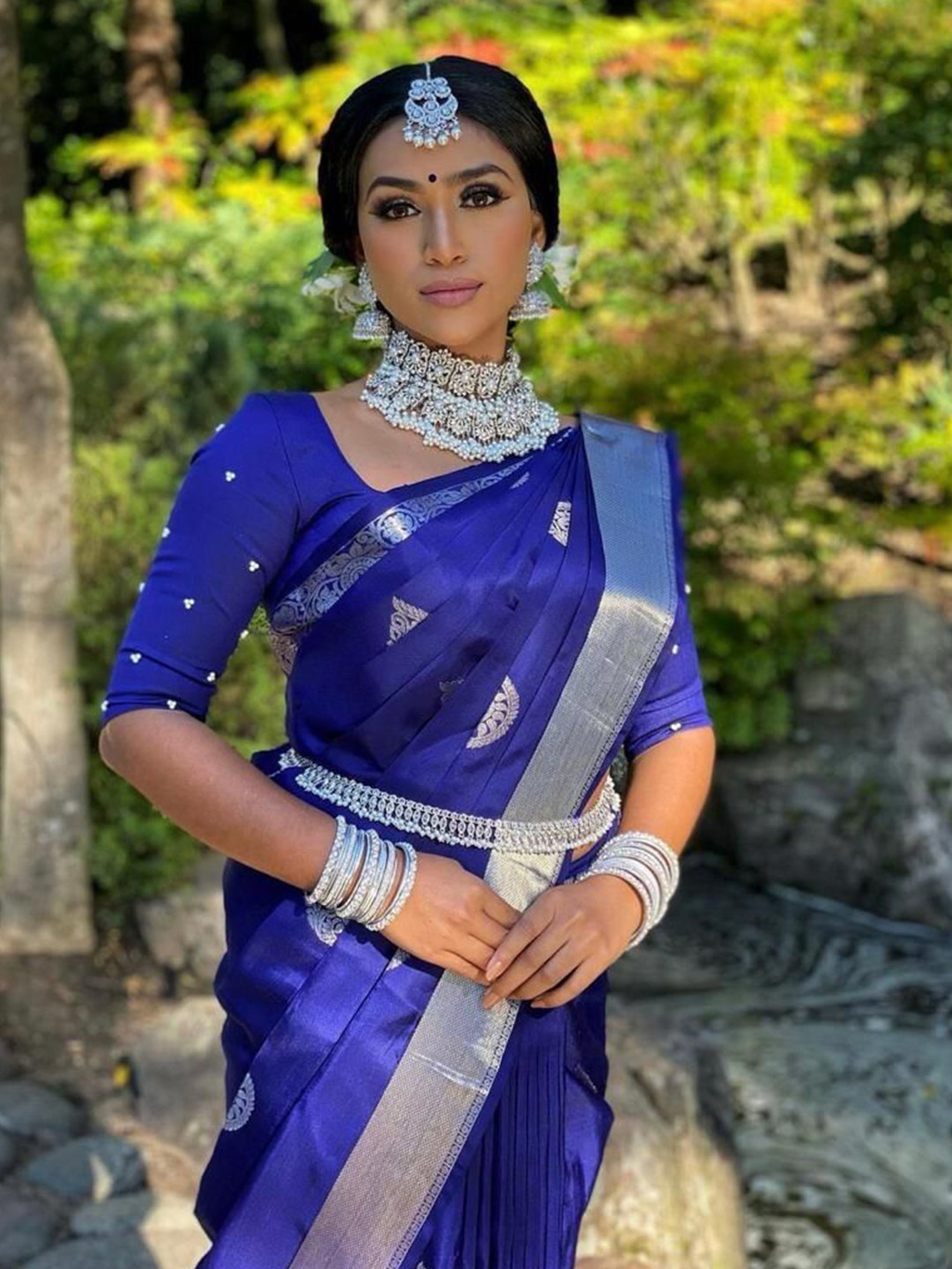 

Celeb Styles Woven Design Zari Saree, Blue