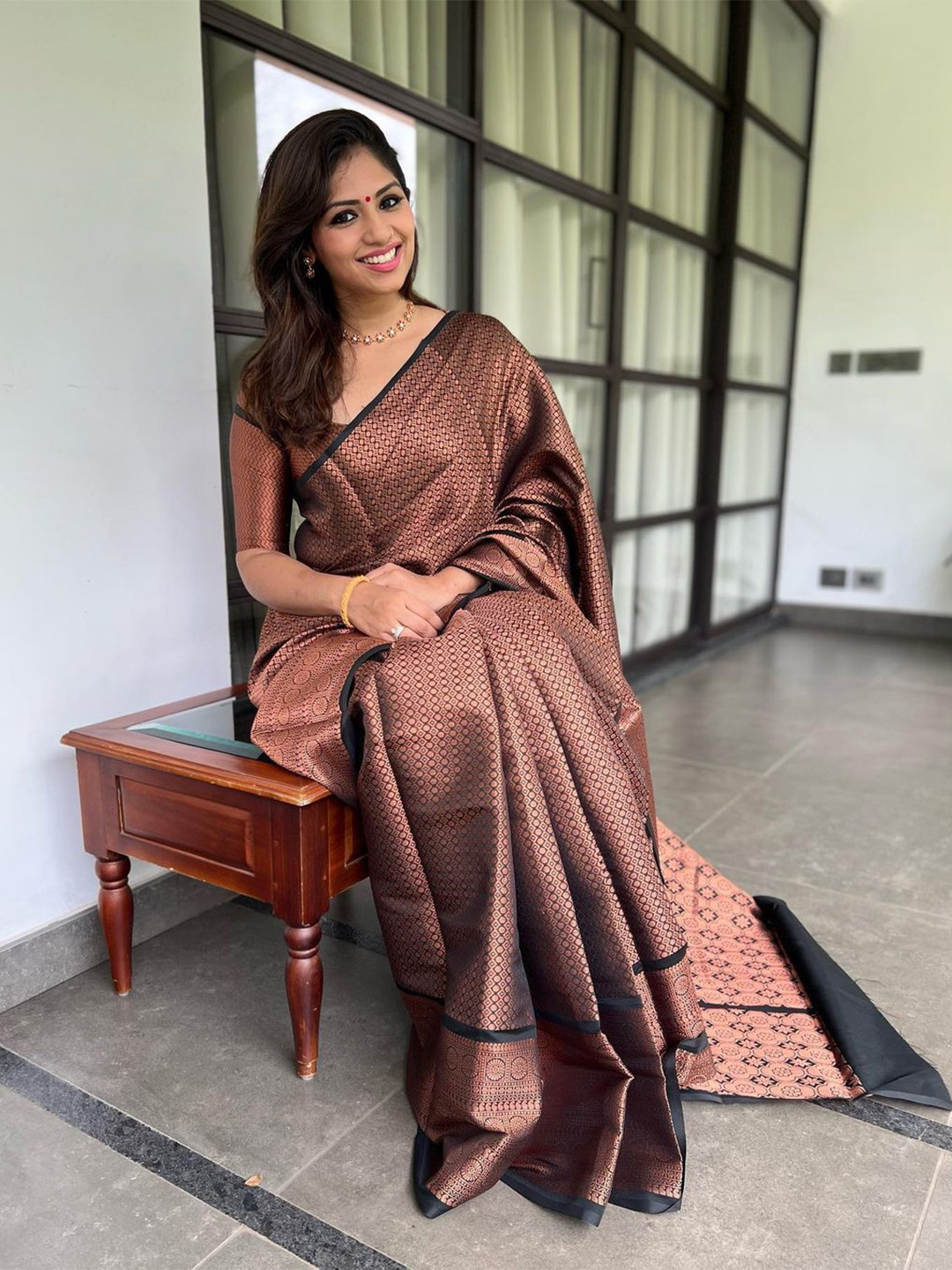 

Celeb Styles Woven Design Zari Saree, Black