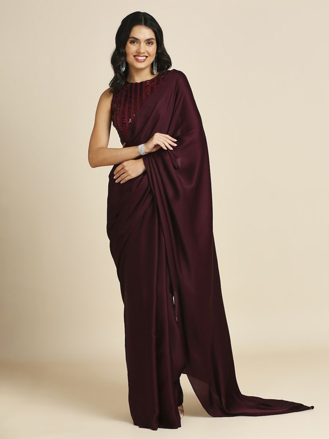 

ASISA Satin Saree, Purple
