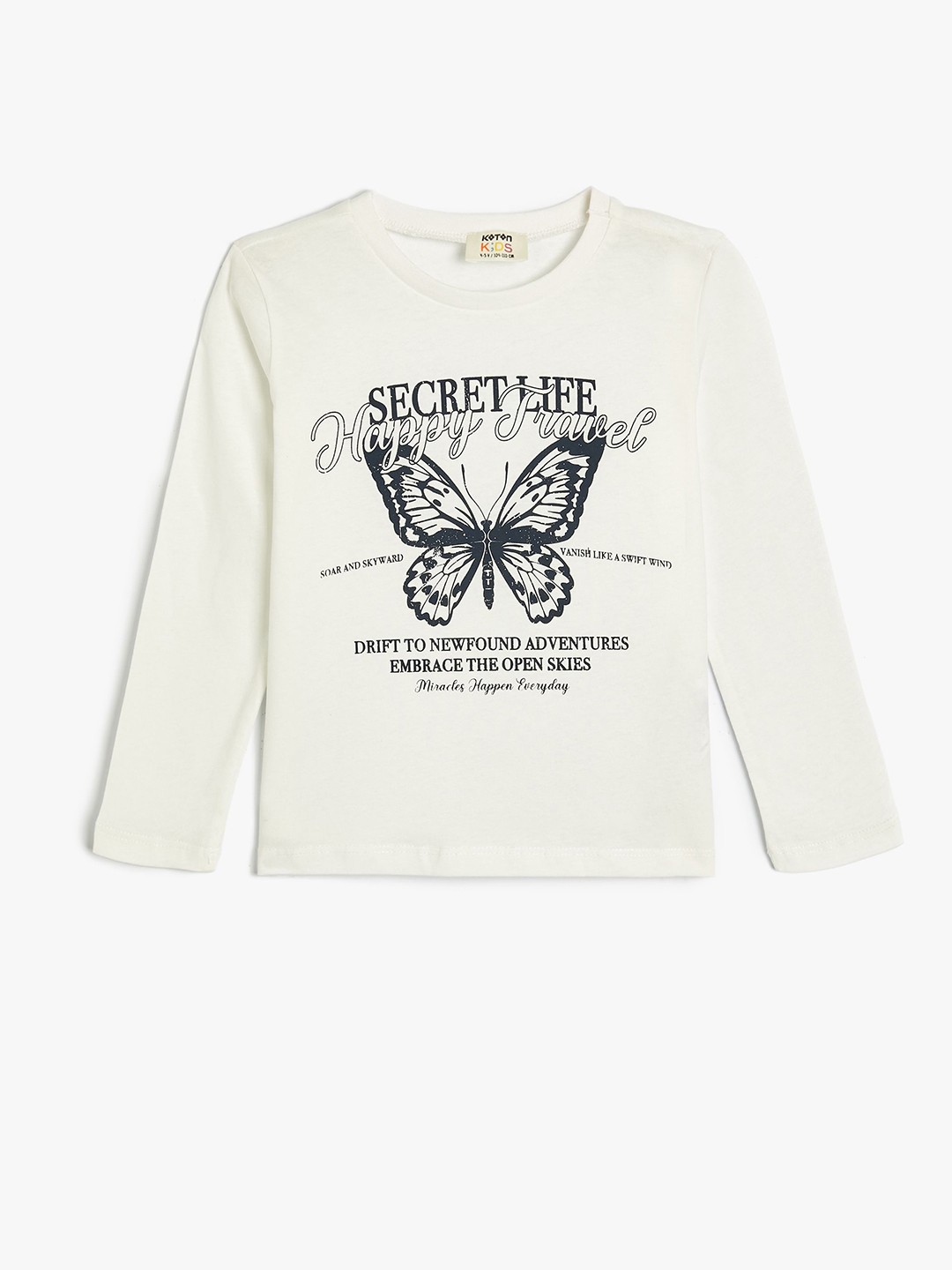 

Koton Girls Typography Printed Round neck T-shirt, White