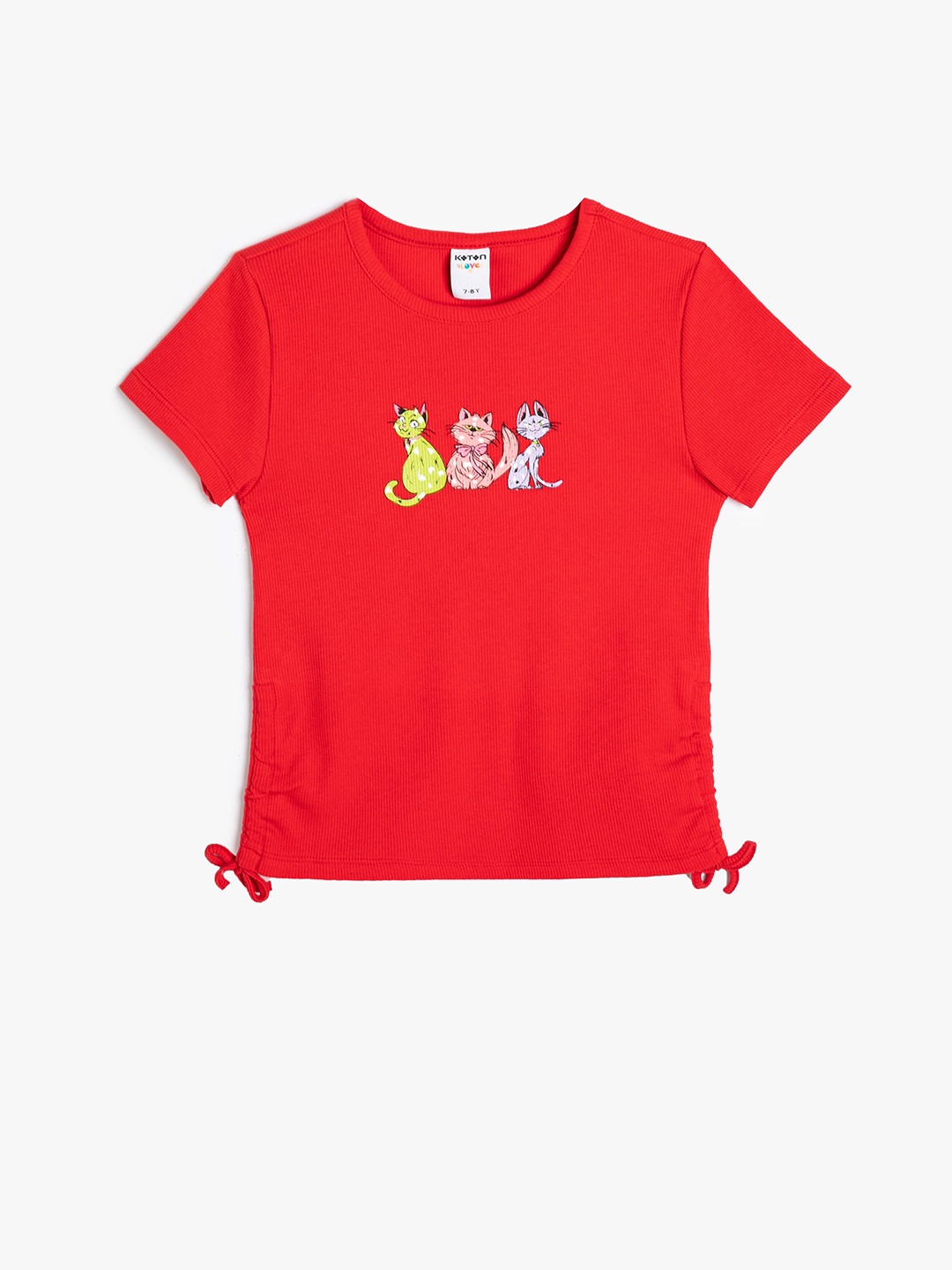 

Koton Girls Graphic Printed Round T-shirt, Red