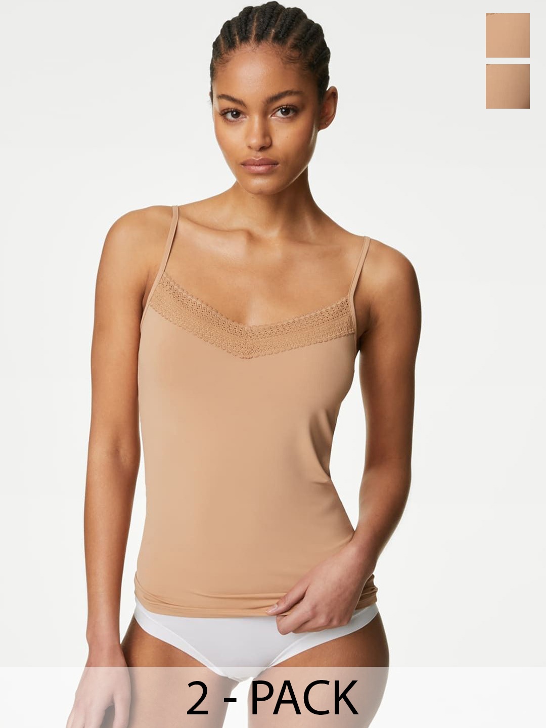 

Marks & Spencer Women Pack Of 2 Sleeveless Camisoles, Nude