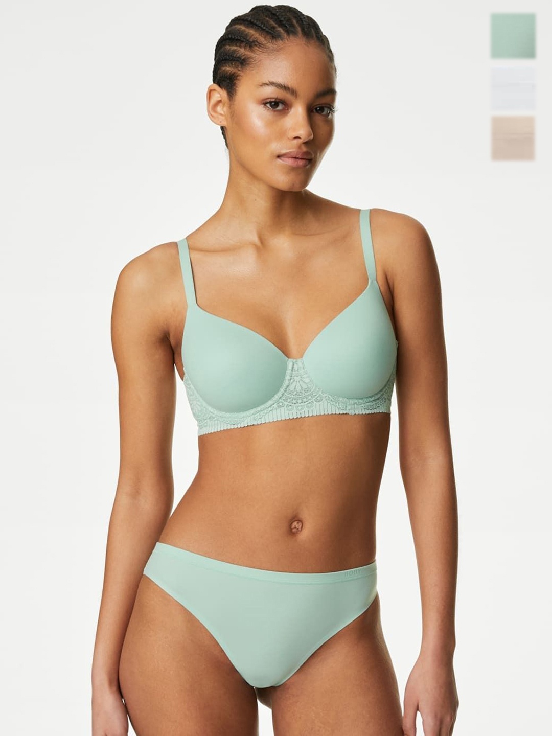 

Marks & Spencer Pack of 3 Self Design Low Rise Bikini Briefs, Green