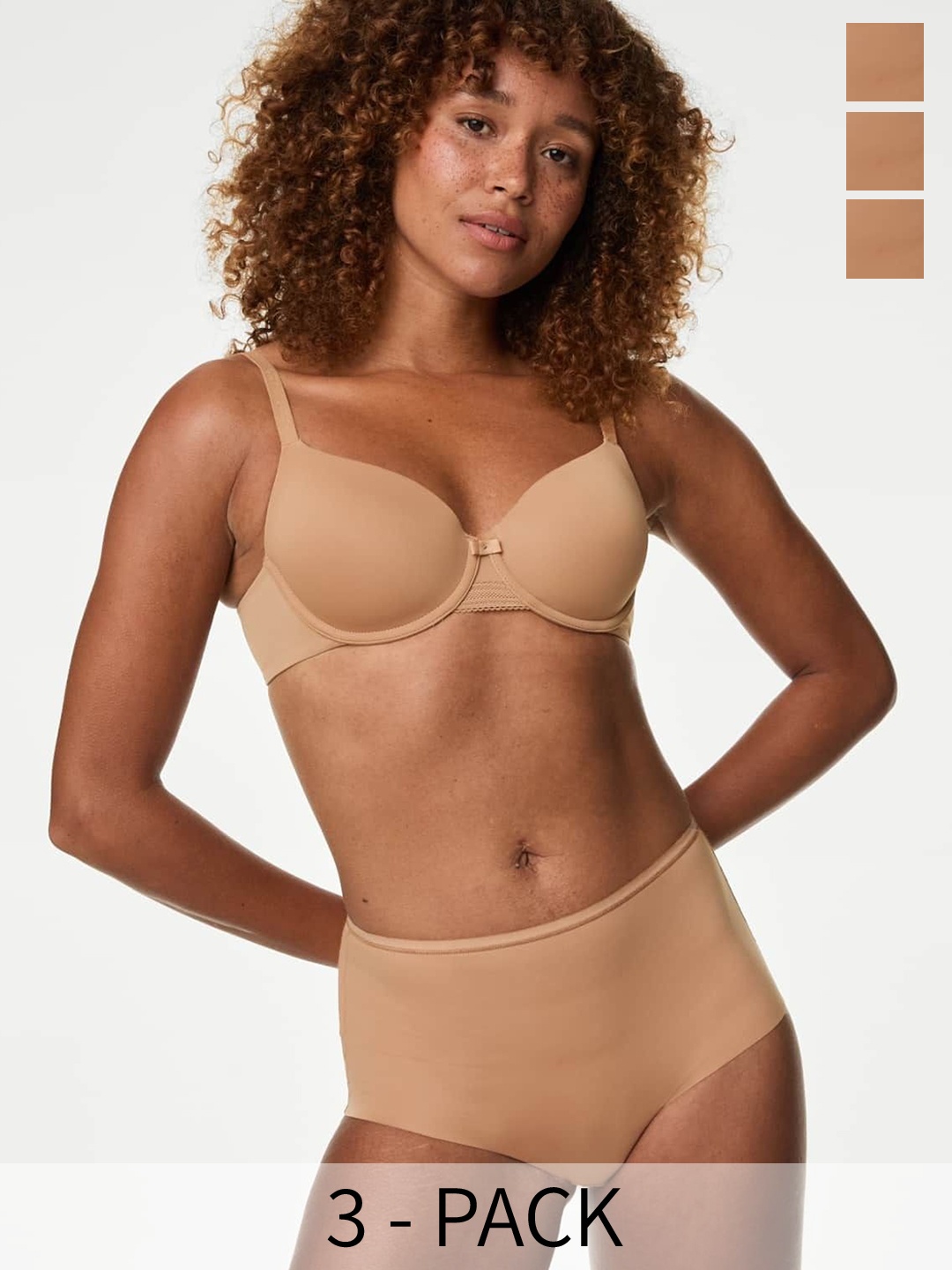 

Marks & Spencer Pack Of 3 High Rise Basic Briefs, Nude