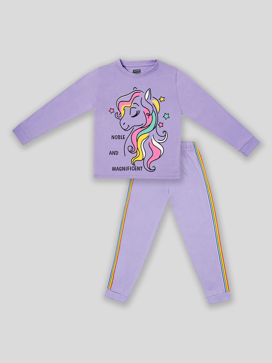 

BAESD Kids Unicorn Printed Pure Cotton Night Suits, Purple