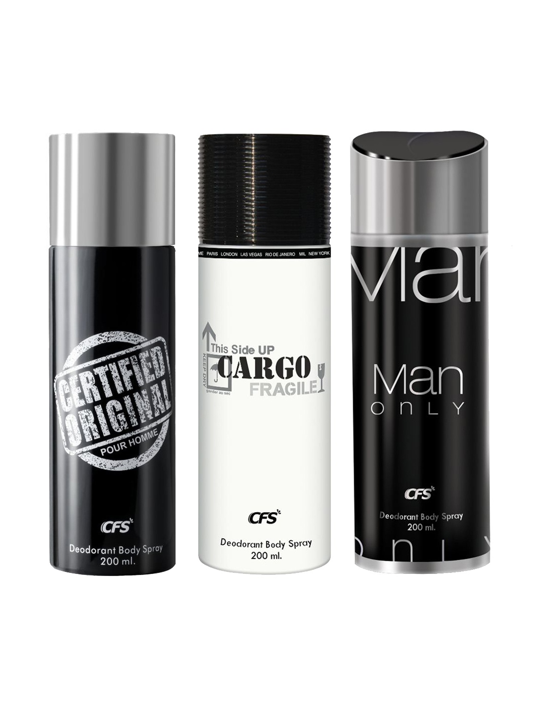 

CFS Set Of 3 Certified Original Cargo & Man Only Deodorant Body Spray - 200ml Each, White