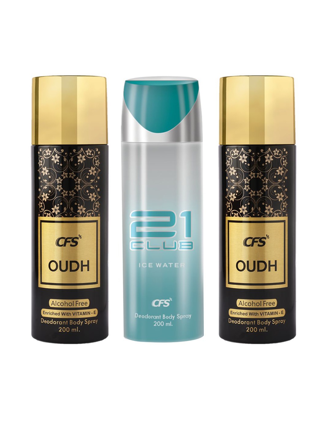 

CFS Set Of 3 Oudh Black & 21 Club Deodorant Body Spray - 200ml Each