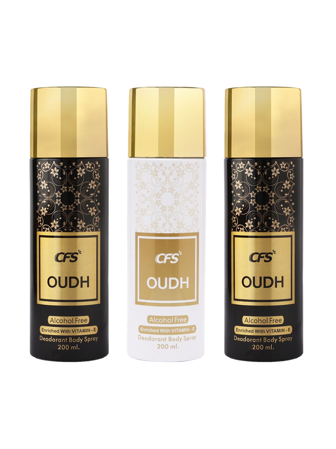 

CFS Oudh Black & White Set Of 3 Deodorant Body Spray - 200ml Each