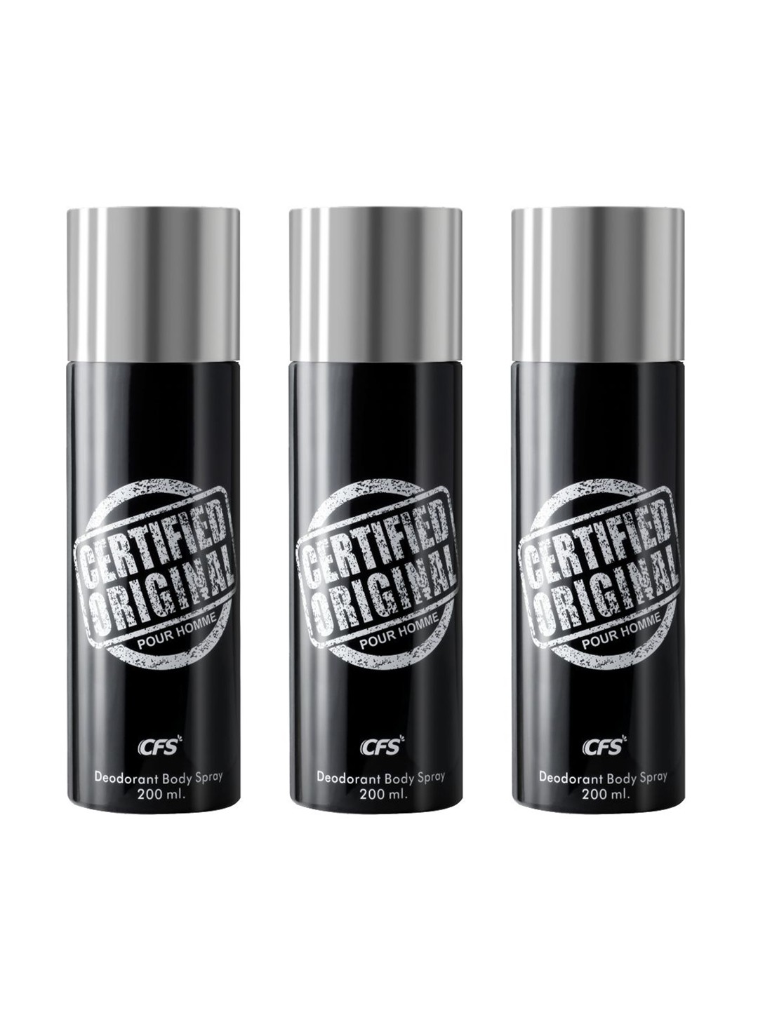 

CFS Set Of 3 Certified Original Pour Homme Deodorant Body Spray - 200ml Each, Black