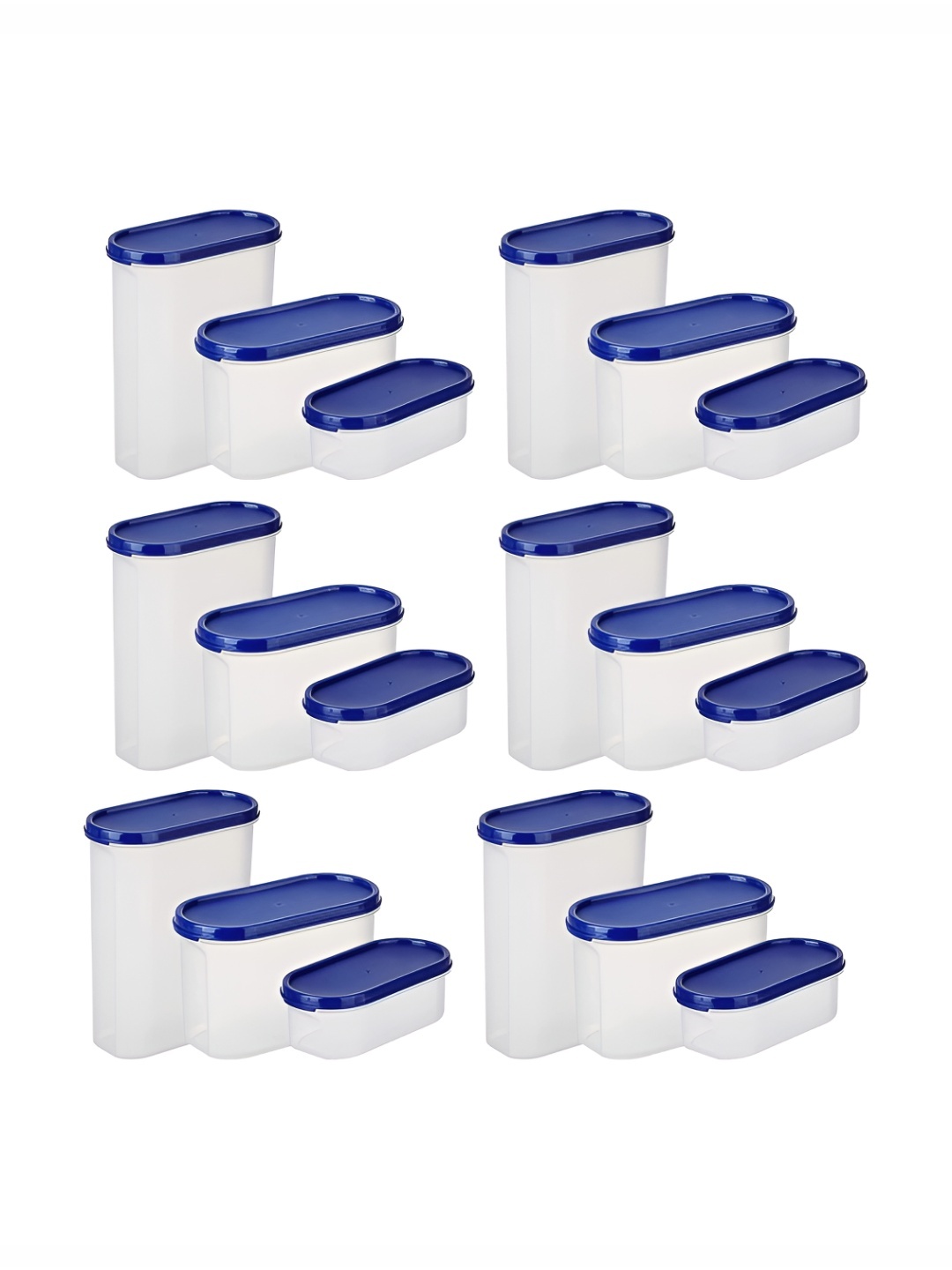 

Kuber Industries Transparent & Blue 18 Pieces Storage Containers