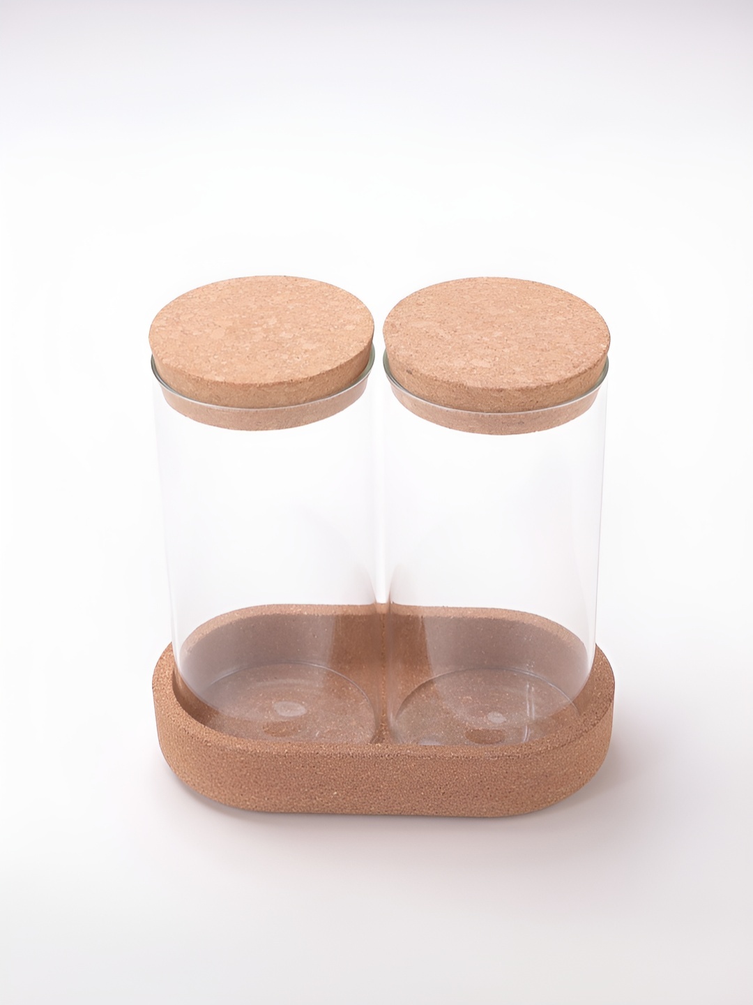 

Kuber Industries Transparent & Brown 2 Pieces Glass Storage Containers- 700ml