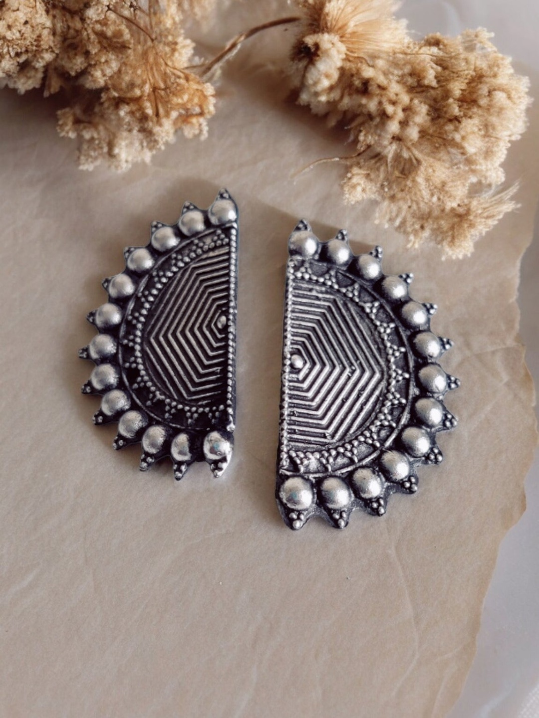 

Niska Oxidised German Silver Contemporary Studs Earrings