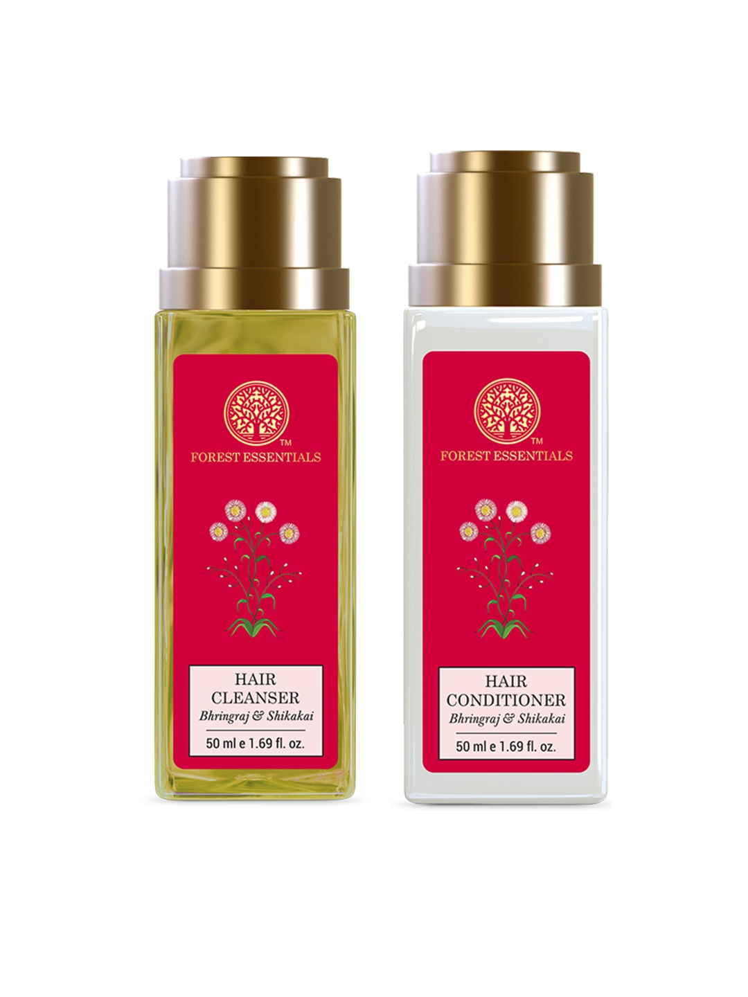 

Forest Essentials Bhringraj & Shikakai Hair Conditioner 50ml & Shampoo 50ml, Red
