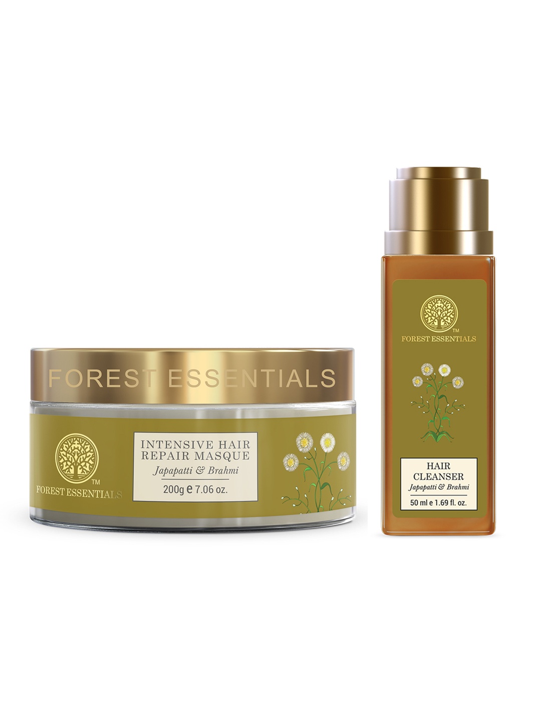 

Forest Essentials Intensive Hair Repair Masque 200g & Japapatti Brahmi Hair Cleanser 50ml, Olive