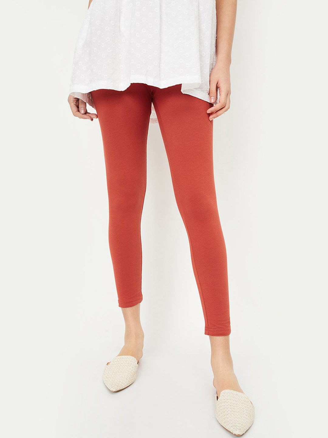 

Max Women Solid Ankle-Length Leggings, Orange