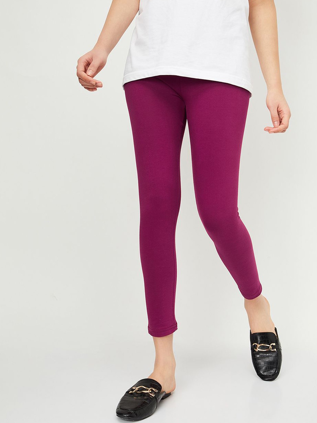 

Max Women Solid Ankle-Length Leggings, Magenta