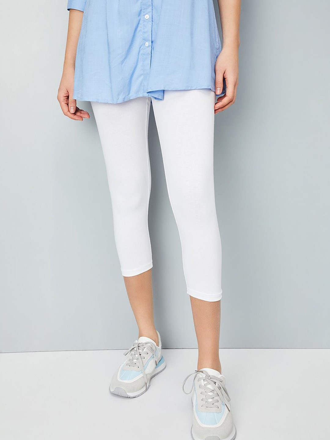 

Max Women Solid Ankle-Length Leggings, White