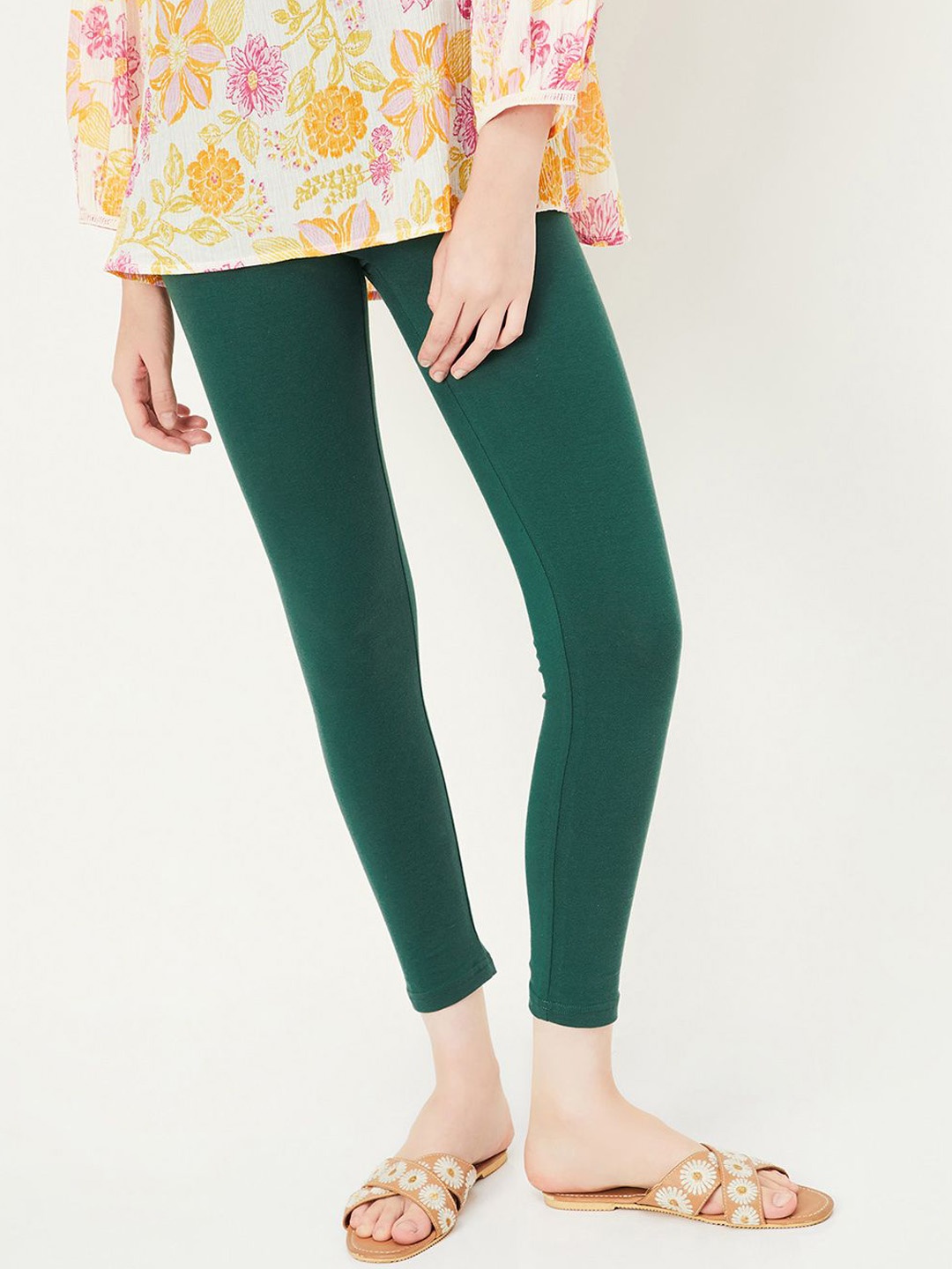 

Max Women Solid Ankle-Length Leggings, Green