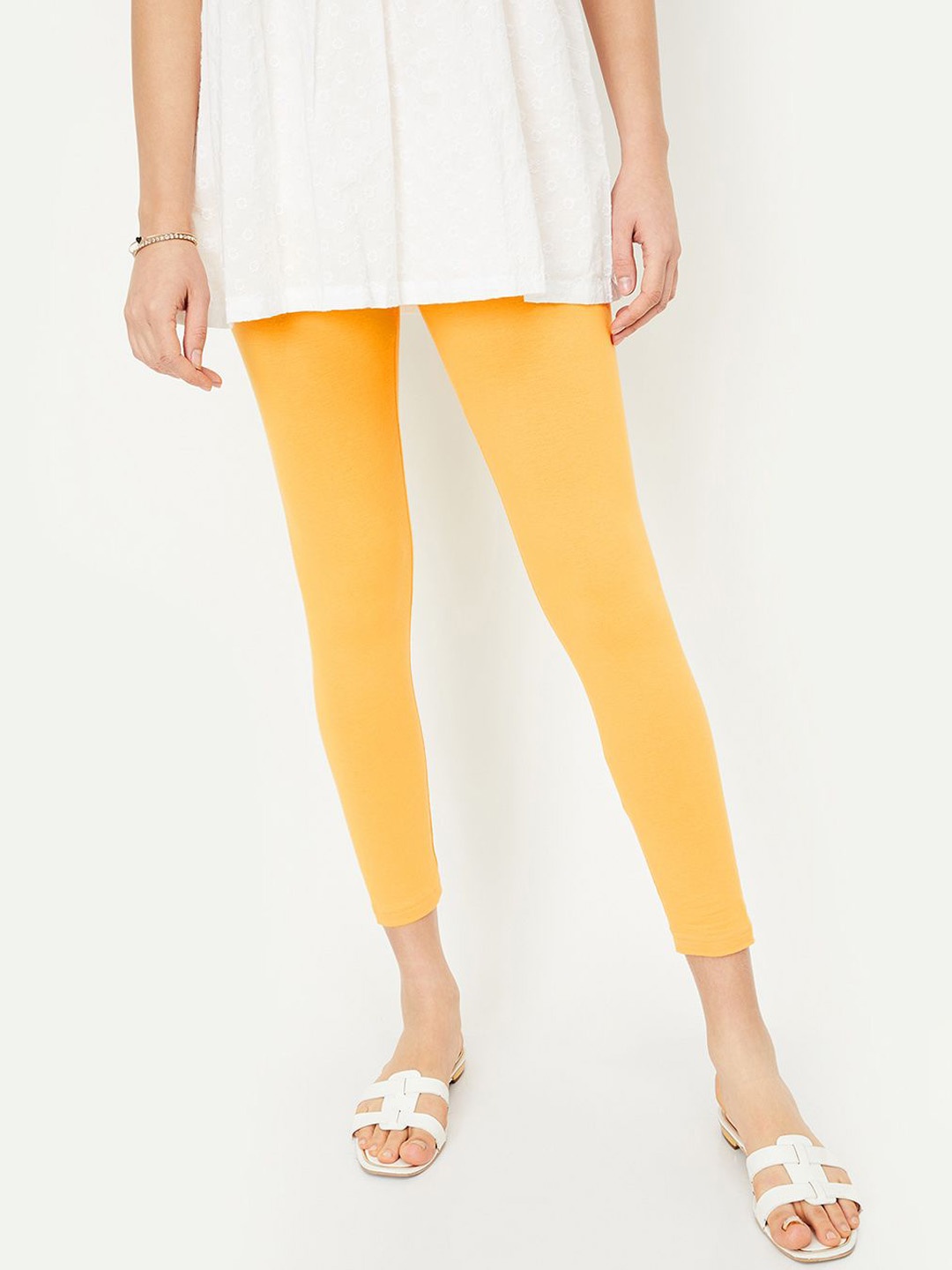 

Max Women Solid Ankle-Length Leggings, Yellow