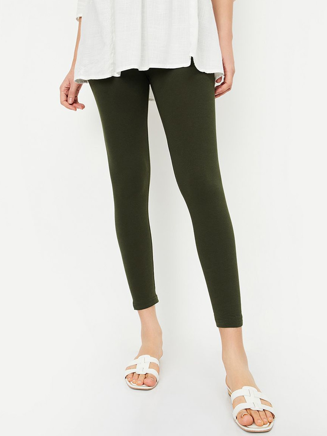 

Max Women Solid Ankle-Length Leggings, Green