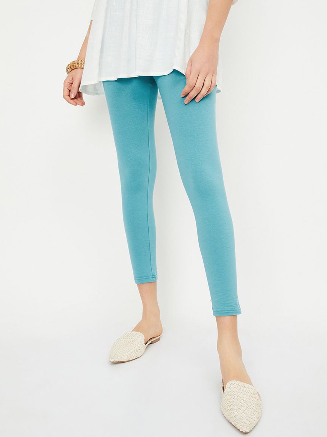 

Max Women Solid Ankle-Length Leggings, Blue