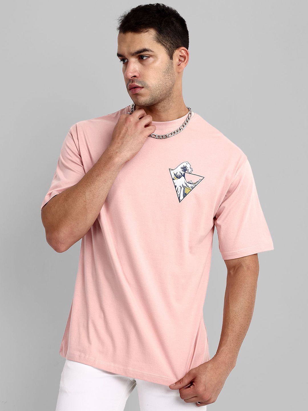 

TOMHIDDLE Men Polo Collar Applique T-shirt, Pink