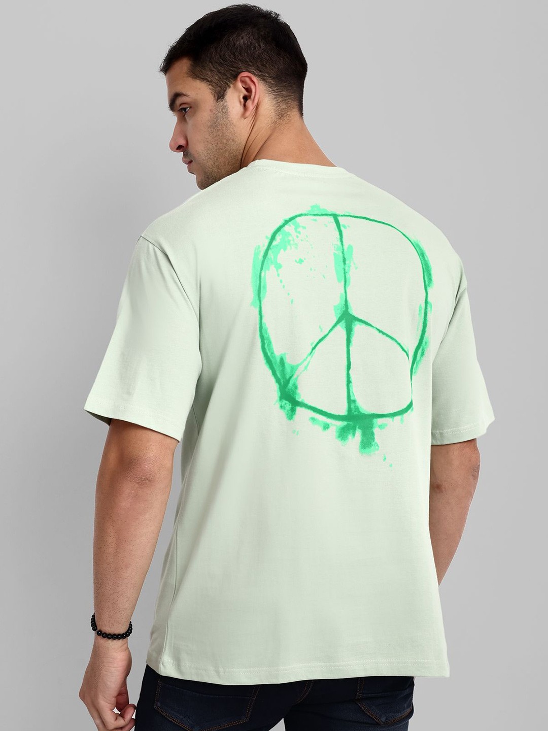 

TOMHIDDLE Men Floral Printed Extended Sleeves Raw Edge T-shirt, Green