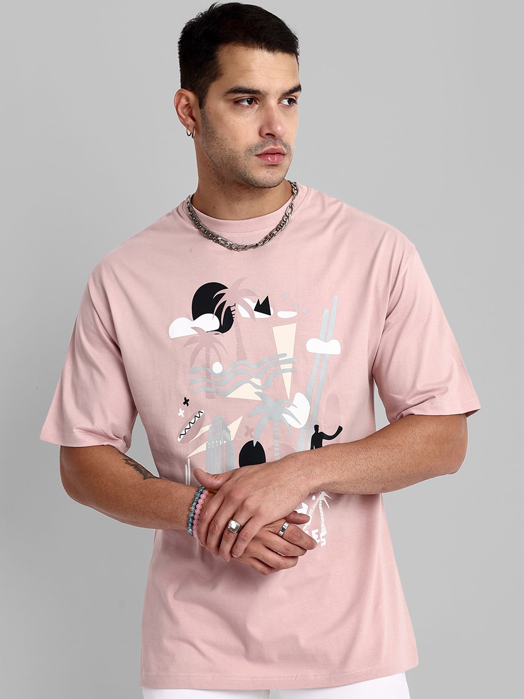 

TOMHIDDLE Men Printed Applique T-shirt, Pink