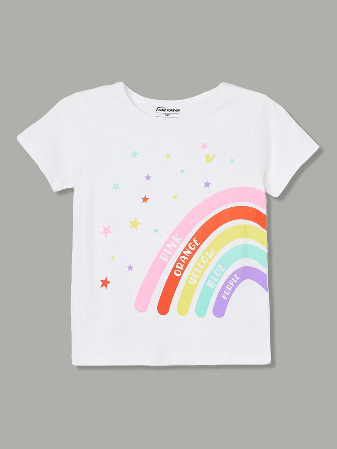 

Fame Forever by Lifestyle Girls Printed Raw Edge T-shirt, White