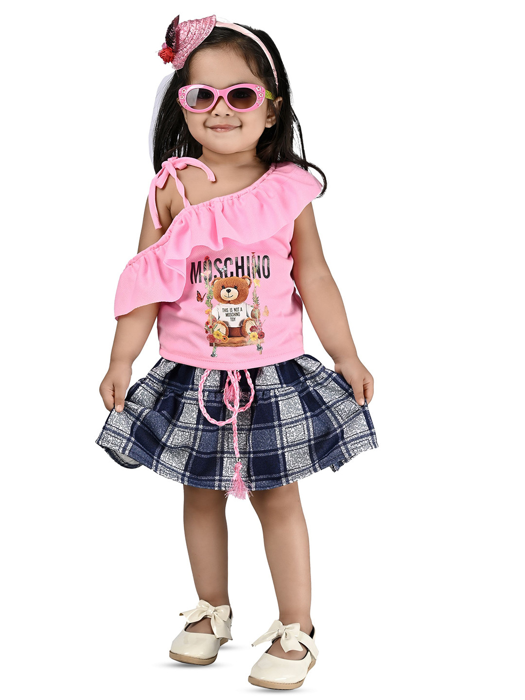

BAESD Girls Printed Top with Skirt, Pink