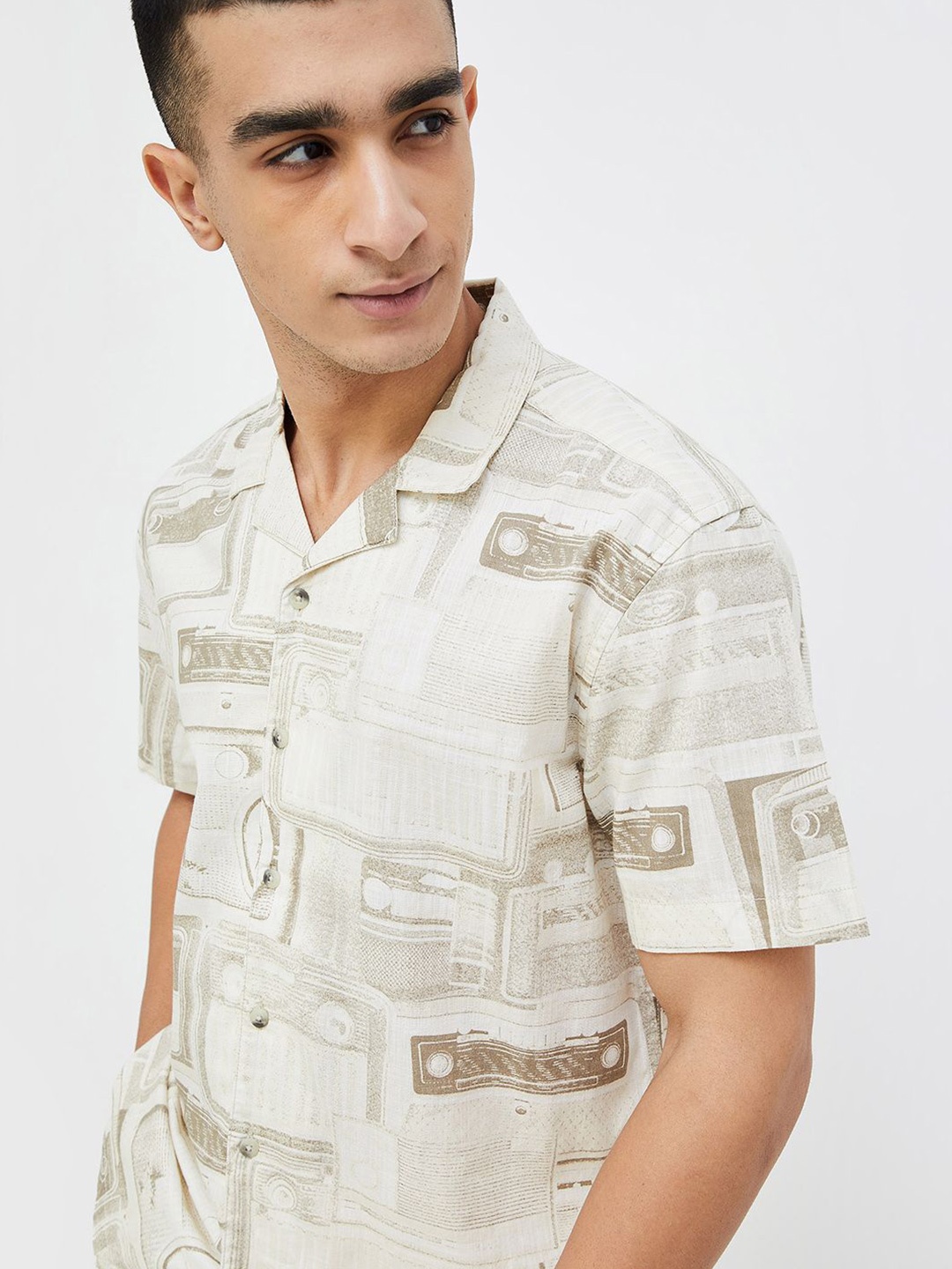 

Fame Forever by Lifestyle Men Opaque Printed Casual Shirt, Beige