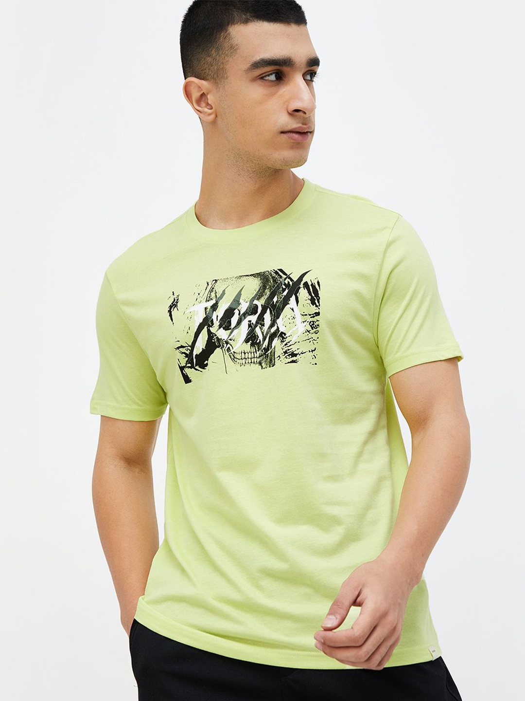 

Forca by Lifestyle Men Typography Printed Applique T-shirt, Green