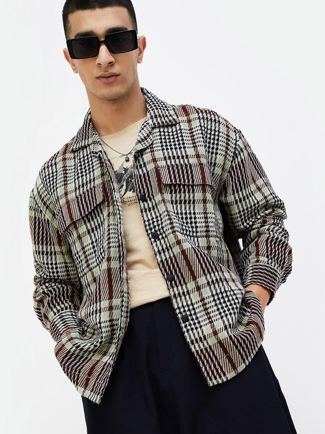 

Forca by Lifestyle Men Checked Longline Tailored Jacket, Brown