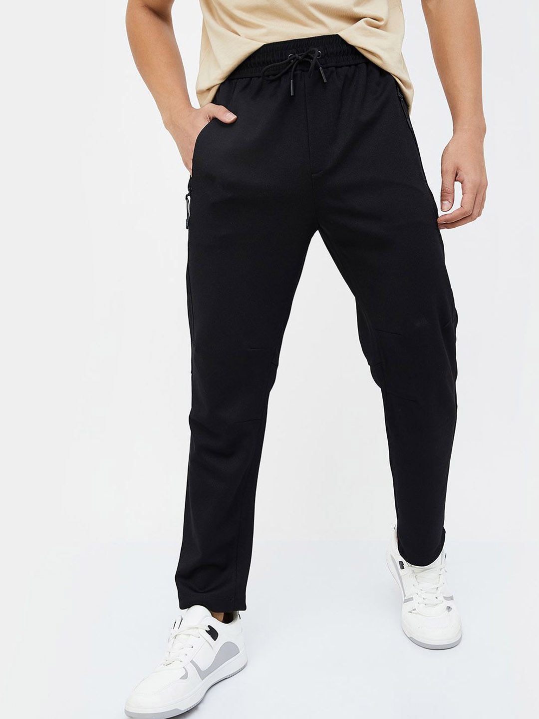

Forca by Lifestyle Men Cotton Mid Rise Track Pants, Black