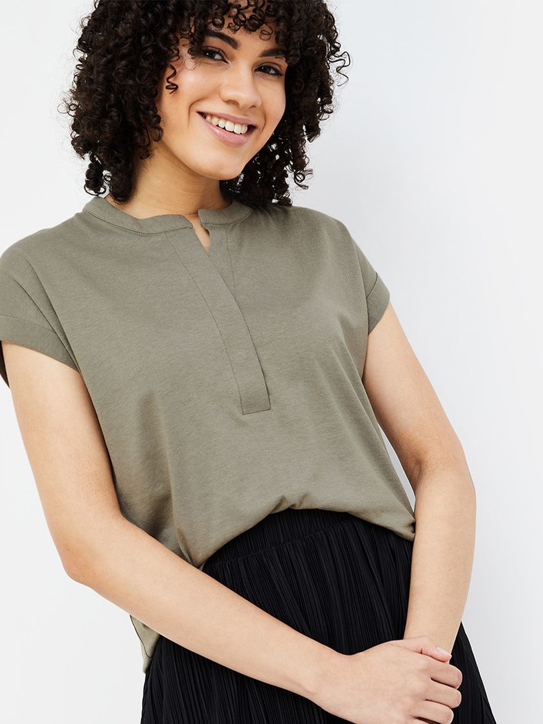 

Fame Forever by Lifestyle Extended Sleeves Cotton Top, Olive