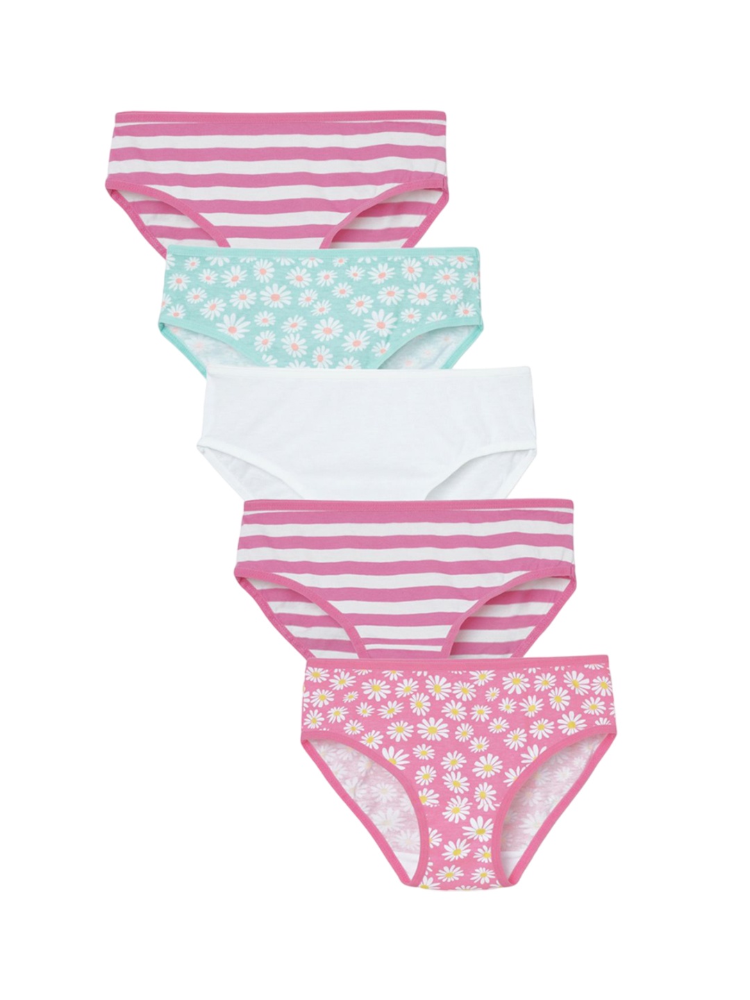 

Charm n Cherish Pack Of 5 Printed Low Rise Basic Briefs GWBRO74, Pink