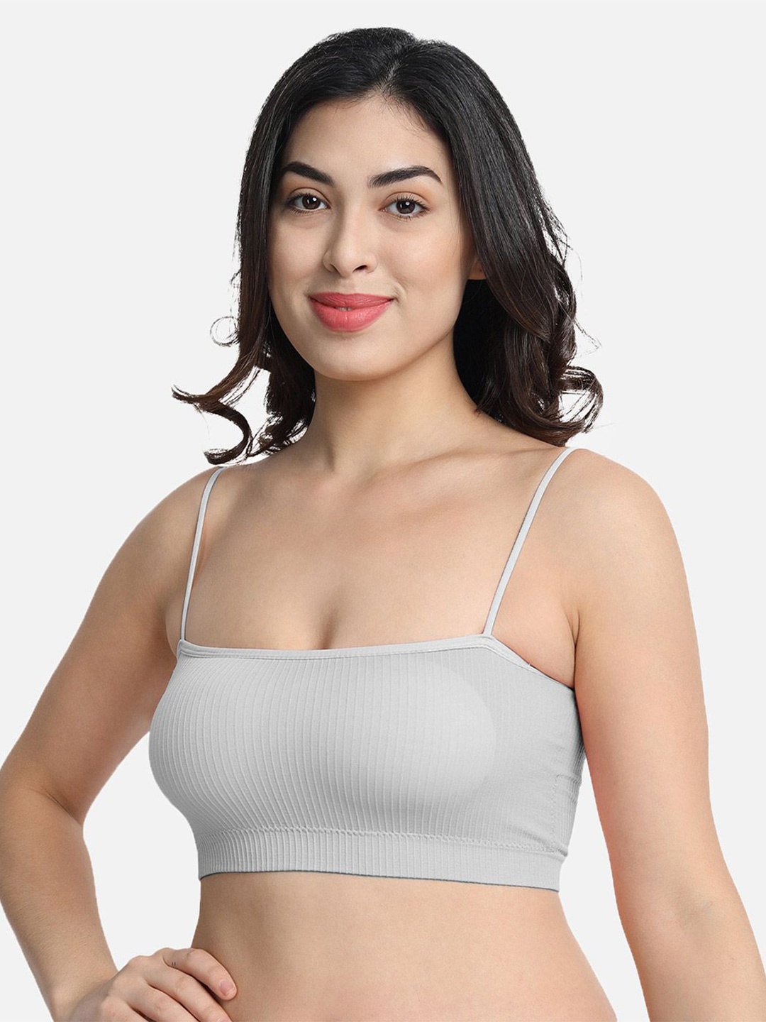 

Flenzy Bralette Bra Medium Coverage Heavily Padded, Grey