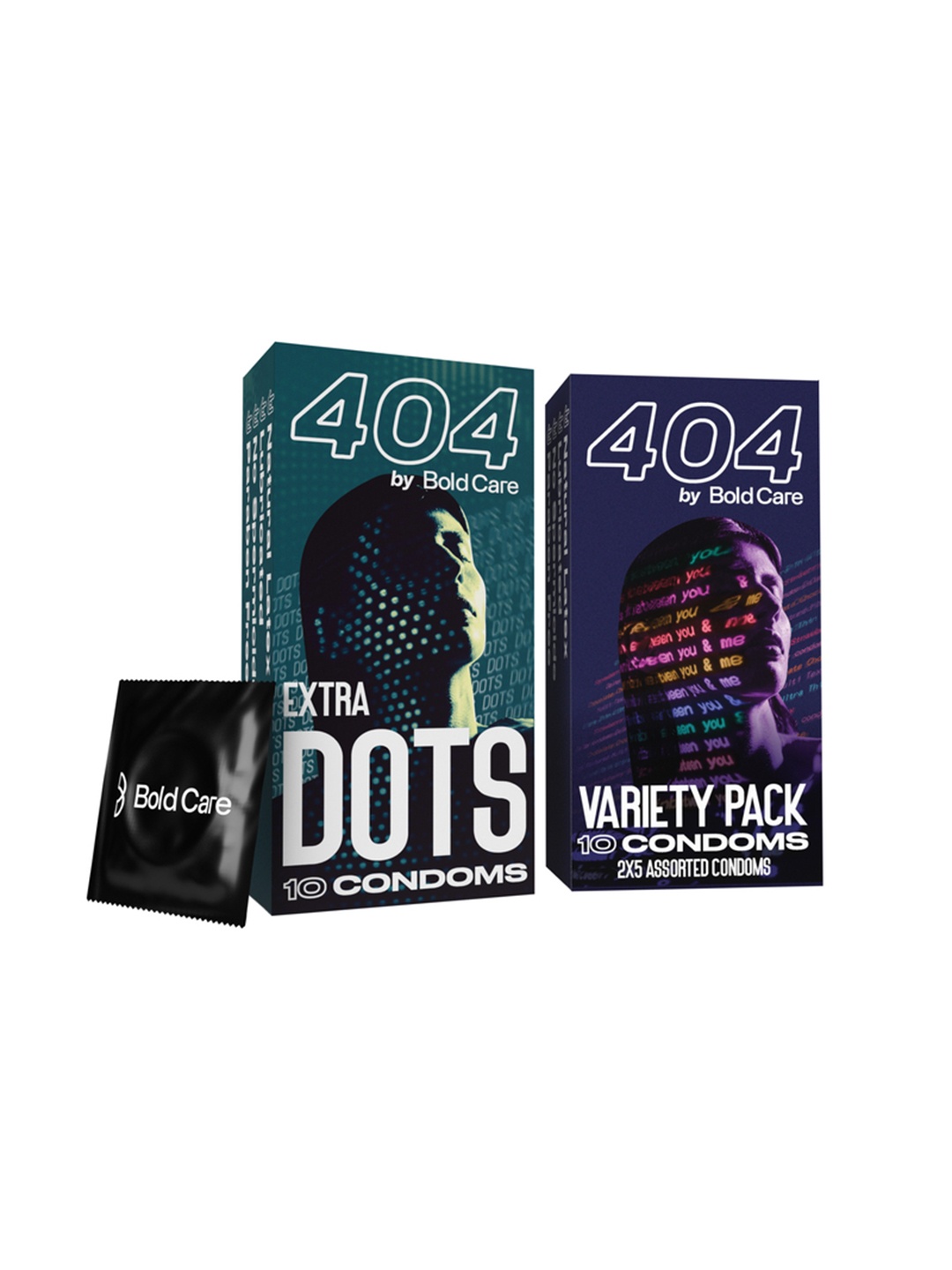 

Bold Care 404 Extra Dots & Variety Pack Condoms - 10Pcs Each, Na