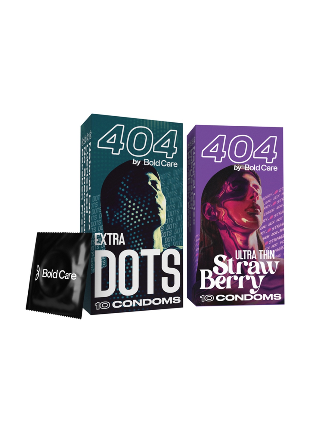 

Bold Care Set Of 2 404 Extra Dots & Strawberry Flavored Condoms - 10Pcs Each, Na
