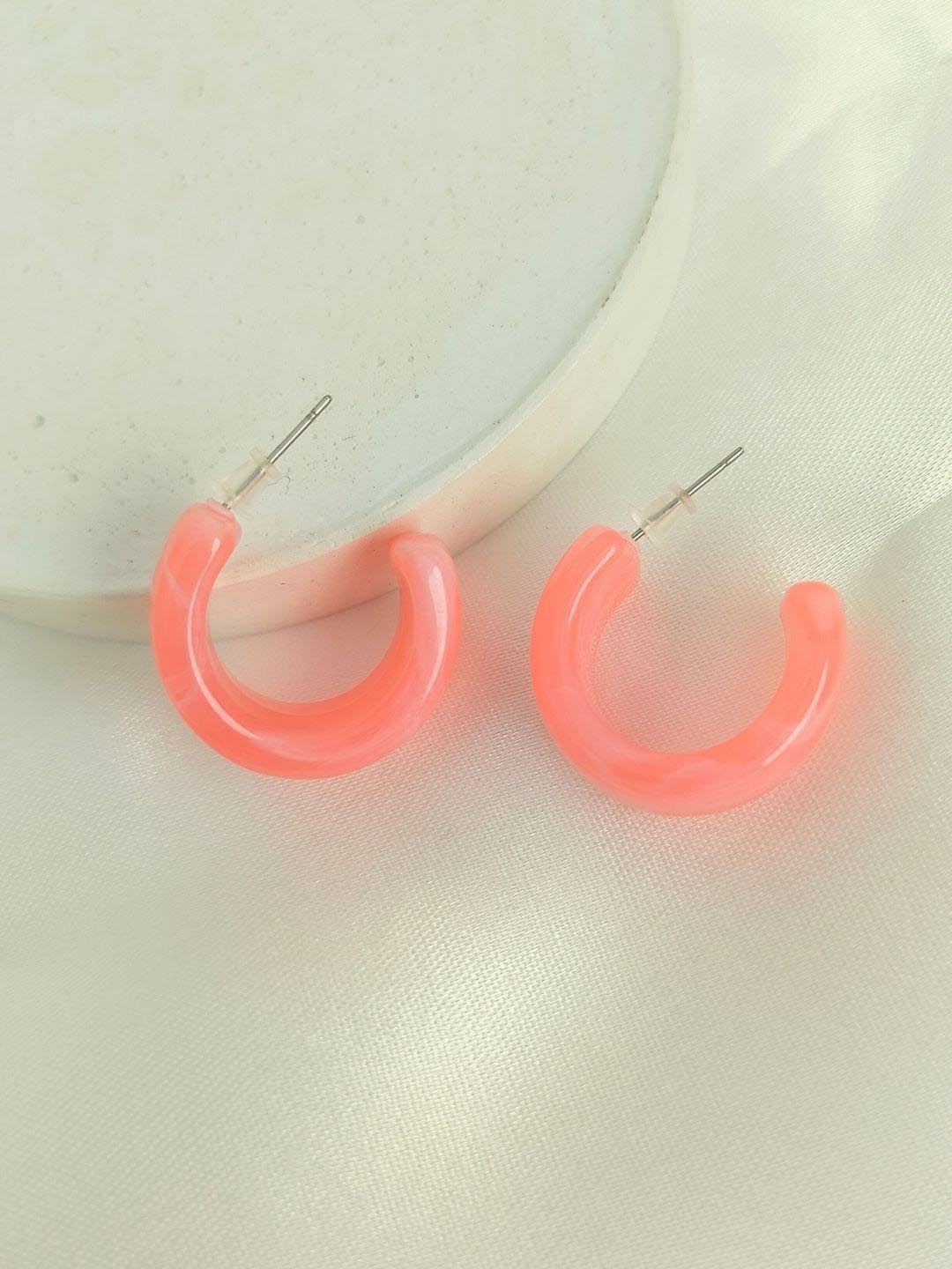 

DressBerry Contemporary Half Hoop Earrings, Pink