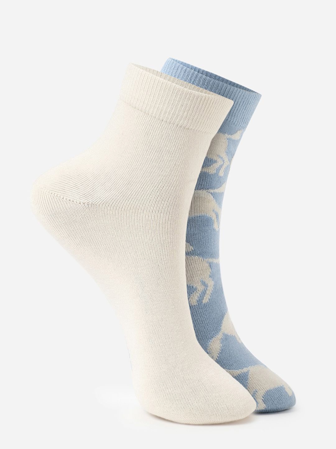 

United Colors of Benetton Men Pack Of 2 Patterned Cotton Blend Ankle-Length Socks, White