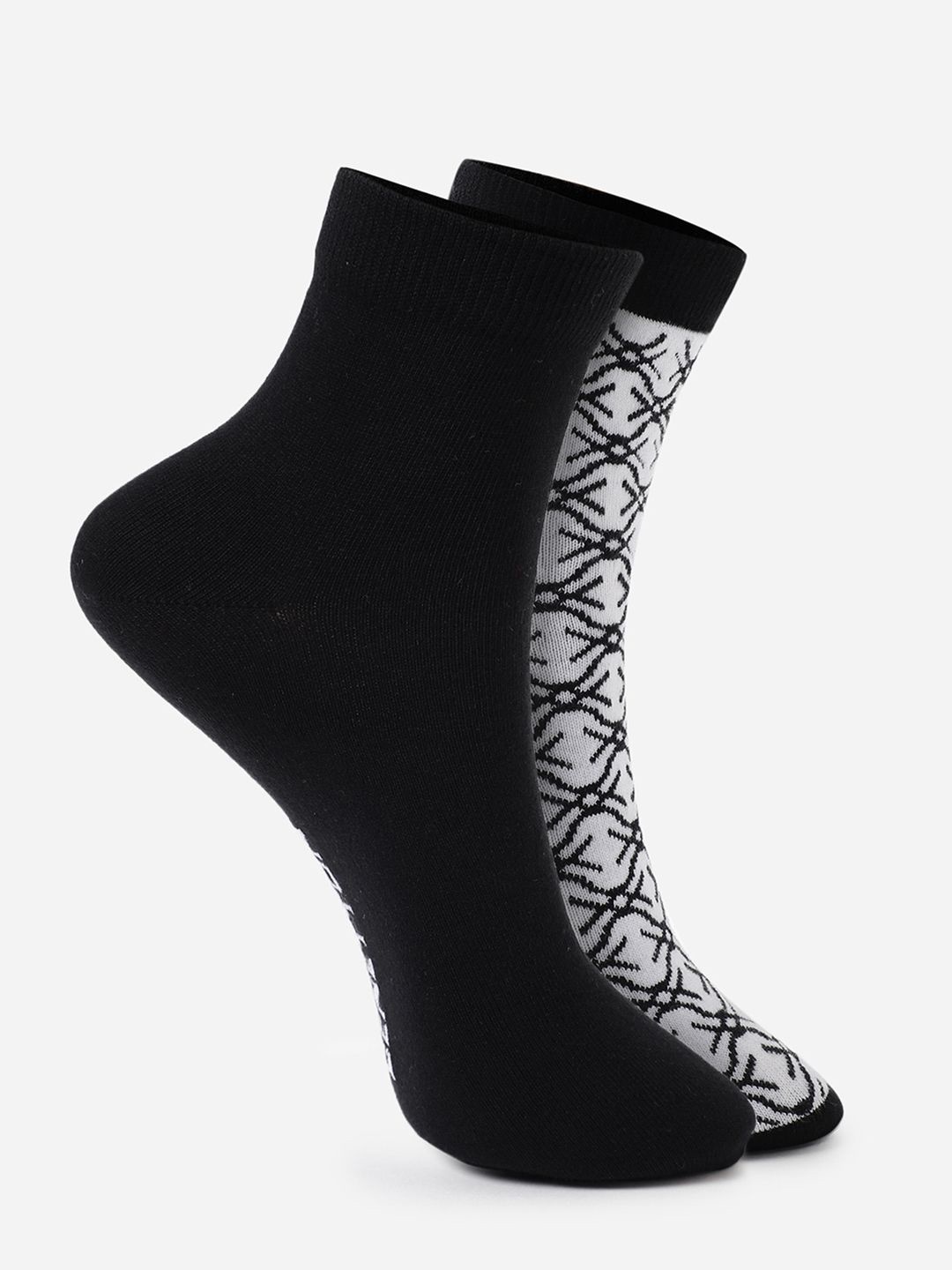 

United Colors of Benetton Pack Of 2 Printed Ankle-Length Socks, Black